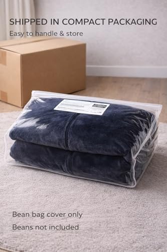 Image of Mollismoons Faux Fur Bean Bag Chair Cover for Adults & Kids | Luxury Lounger & Round Floor Sofa Seating | Modern Cozy Feel | No Beans Included