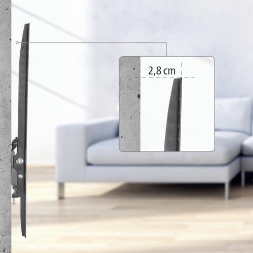 Tilting TV Wall Mount 165 cm (65 inches) up to 35 kg, Wall Distance 2.8 cm, black, Extra klein - Image 4