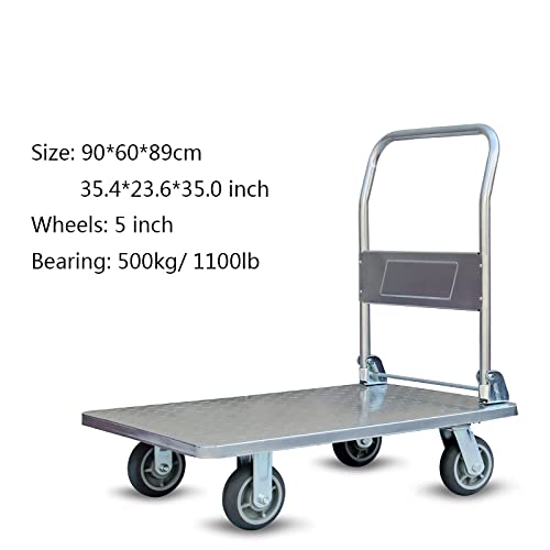 Chariot de transport pliable en acier avec plateforme robuste et roues pivotantes