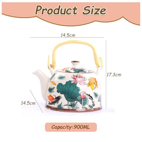 Tetera de cerámica con infusor, tetera japonesa de porcelana esmaltada vintage, diseño elegante para ceremonia de té de Kung Fu