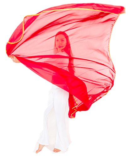 Turkish Emporium Bauchtanzschleier Schal Bauchtanz Schleier Tuch eckig (Einheitsgröße, rot/gold)