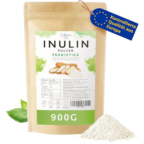 Inulin Pulver Präbiotika Ballaststoffe 900g (0,9kg) Anbau in Europa Zichorien Wurzel vegan
