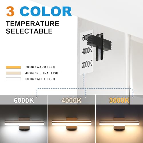 Image of SineRise LED Modern Bathroom Vanity Light Fixtures (16-Inch, 3000K /4000K /6000K, Dimmable), Chrome Modern Acrylic Bathroom Wall Lighting Fixtures Over Mirror