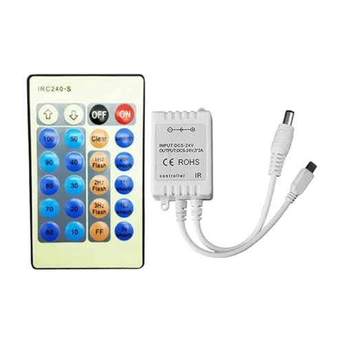 Wirreless 24Keys Monochrome Infrared Controller 5-24V for Single Color 3528 5050 2835 5630 3014 LED Strip Lights K5 Industrial Grade Precision Reliable Module