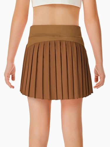 Image of Haloumoning Girls Pleated Skirts with Shorts Athletic Tennis Skorts Sport Performance Skirt with Pockets 4-14 Years