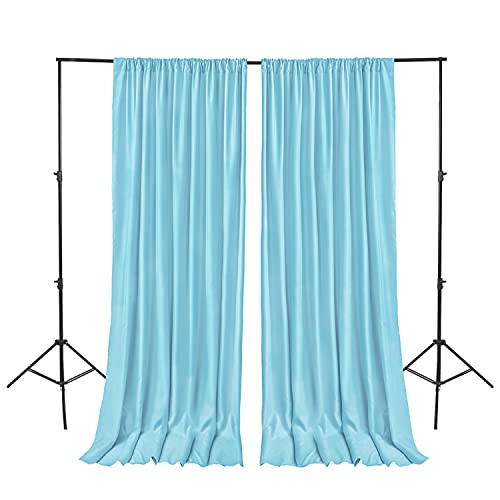 Hiasan Baby Blue Backdrop Curtains for Parties, Polyester Photography Backdrop