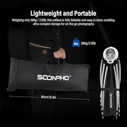 Soonpho 35"/90cm Octagonal Softbox, Quick Release Bowens Mount Softbox with Honeycomb Grid, Light Diffusers, Bag for Godox SL60W, SL60IID, SL60IIBI, for Neewer CB60B, FS150B, CB100C, for Amaran 200x S - image 9