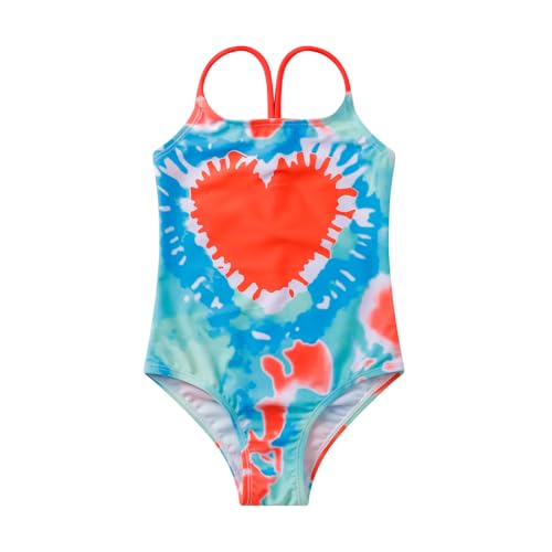LIZENS Girls' One Piece Swimsuit Stylish Swimwear for Kids Red Bathing Suit with Love Print - Main Image