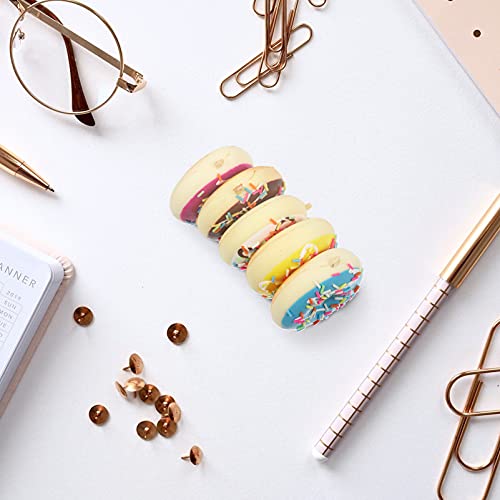 NUOBESTY 5Pcs Doce Donut Imãs de Geladeira PU 3D Simulação Comida Imas de Geladeira Calendário White