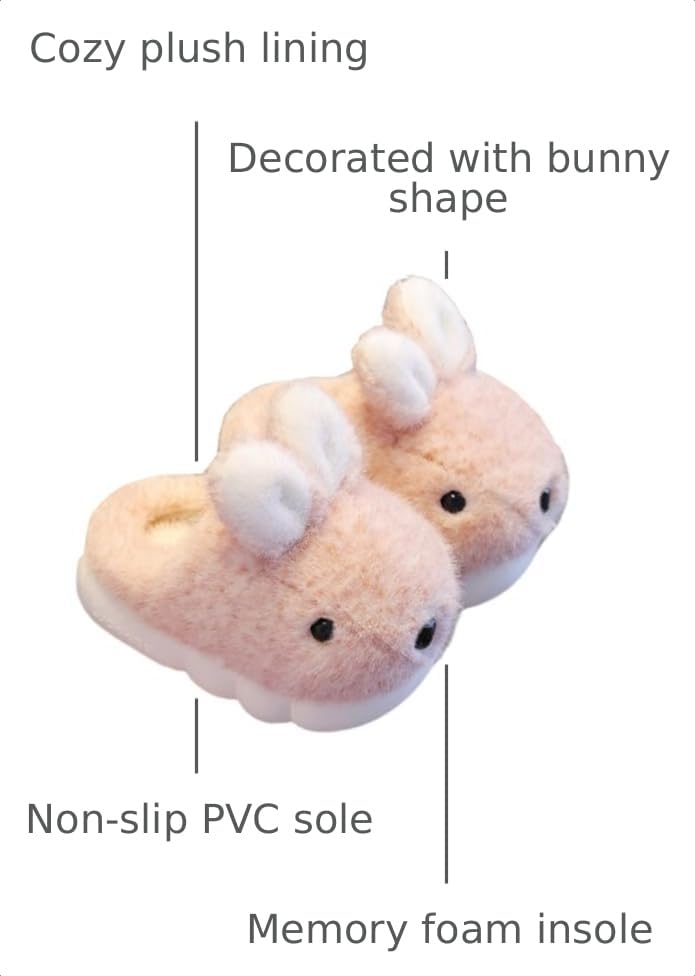 Image of Cute Women's Rabbit Slippers - Warm & Plush, Cartoon Design, Perfect for Winter & Indoor /Outdoor Use