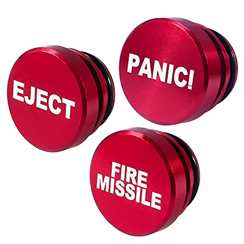 Image of 3 Pack Billet Aluminum Car Cigarette Lighter Plug Replacement, EJECT Button Universal Push Button Fits Most Automotive Vehicles (Red EJECT & FIRE & PANIC)