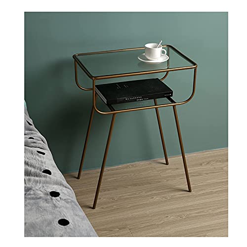 Table de chevet dorée moderne, bout de canapé géométrique et table d'appoint