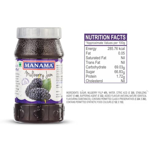 Image of Manama Raspberry Fruit Jam and Mulberry Fruit Jam, 500GMS Each, Pack of 2