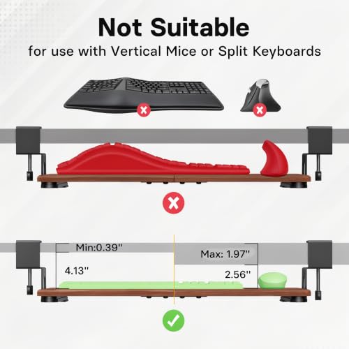 Image of BONTEC Under Desk Keyboard Tray, Pull-Out Keyboard & Mouse Platform