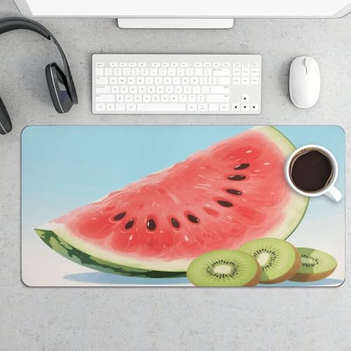 Desk Pad Protector 24x12 Inch Extended Watermelon Kiwi Fruit Mouse Mat
