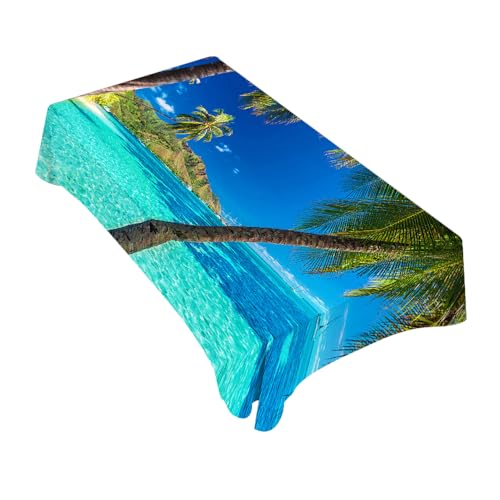 TKS MITLAN Ocean Palm Tablecloth Decor Tropical Island Beach Sea Palm Trees Table Cloth Dining Room Kitchen Table Cover 60" X 84" Oblong/Rectangle