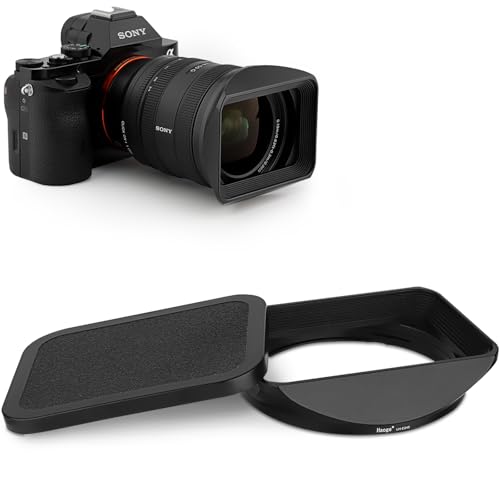 Haoge LH-E245 Metal Square Lens Hood for Sony FE 24-50mm F2.8 G Lens Bayonet Shade with Cap on Sony A7CR a7cii A7R4