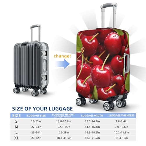 Red Cherries Luggage Covers for Suitcase Washable Suitcase Cover Fashion Stretch Suitcase Protector Cover Anti-Scratch Baggage Covers Fit 18-32 Inch Luggage Medium2