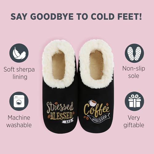 Image of Snoozies Slipper Socks -Funny Quote House Slippers for Women, Non-Slip Fuzzy