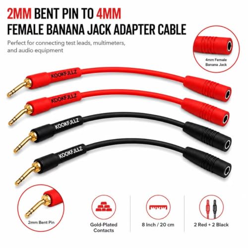 Adaptador de Conector Banana 2mm a 4mm para Audio 4 Unidades miniatura 2