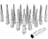 Vista 13 de Wheel Accessories Parts SRT Viper - 24 tuercas de punta de 1/2 a 20 roscas de 4.40 pulgadas de largo, cromadas negras, 7/8 pulgadas y 13/16