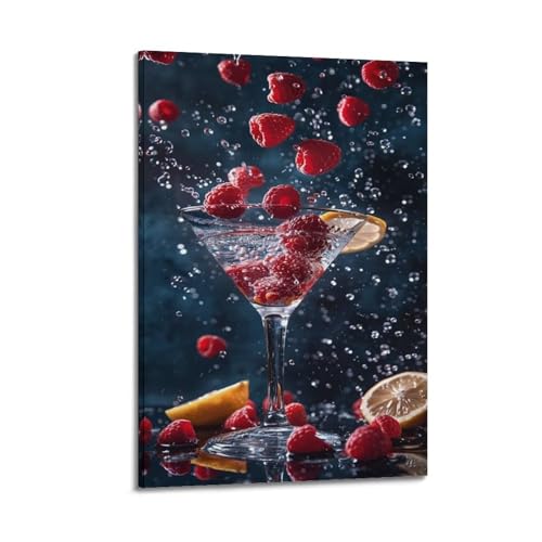 Toile cocktail framboise citron encadrée aux finitions soignées