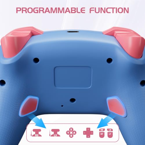 Image of Wireless Switch Controller for Switch /Switch 2 /OLED /Lite /PC, 2 Pack Switch Pro Controllers with 2.4G Dongle, Hall Effect Joysticks & Triggers, Dual Rumble, Turbo & 2 Macro Back Buttons(Blue+Lake Blue)