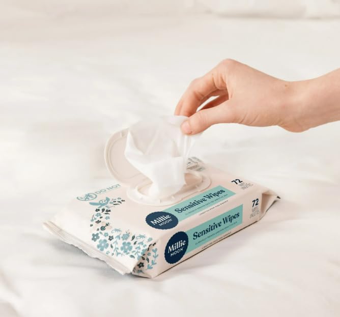 Miniatura 2 de Millie Moon Sensitive Toallitas para bebé, 216 unidades, sin plástico, fórmula 99% natural, hipoalergénicas