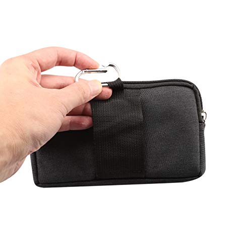 Men's Cell Phone Holster with Belt Clip, Cell Phone Belt Bag Black, Smartphone Waist Bag Zipper Mobile Phone Holster Waist Pouch Fanny Pack Wallet with Carabiner Belt Loop for Outdoor Sport Travel by WNHTFAC - Image 3
