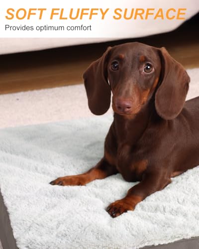 Image of KSIIA Orthopedic Dog Bed for Small Dogs with Waterproof Lining, Grey, 17x12 | Deluxe Soft Plush Dog Crate Bed, Washable Pet Mat with Removable Cover & Egg Crate Foam for Small Dogs Sleeping & Relaxing