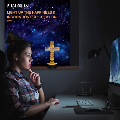 Image of FULLOSUN Jesus Cross 3D Night Light, Christ Optical Illusion Lights 16 Colors Change with Remote Control, The Lord Desk Lamps Room Home Decor Xmas Birthday Easter Gifts
