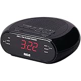 RCA RC205 AM/FM Alarm Clock w/Red LED And Dual Wake, Black
