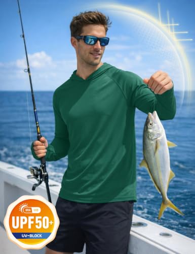 Image of KEFITEVD Men's Sun Hoodie Long Sleeve Fishing UPF 50+ SPF Quick Dry Shirts