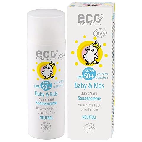 eco cosmetics Baby Sonnencreme LSF50+ neutral, wasserfest, vegan, ohne Mikroplastik, Naturkosmetik für Gesicht und Körper, 2 x 50ml Cover
