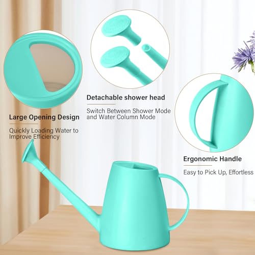 Image of Plastic Watering Can - for Home Plant Garden - 1 /2 Gallon - SkyBlue
