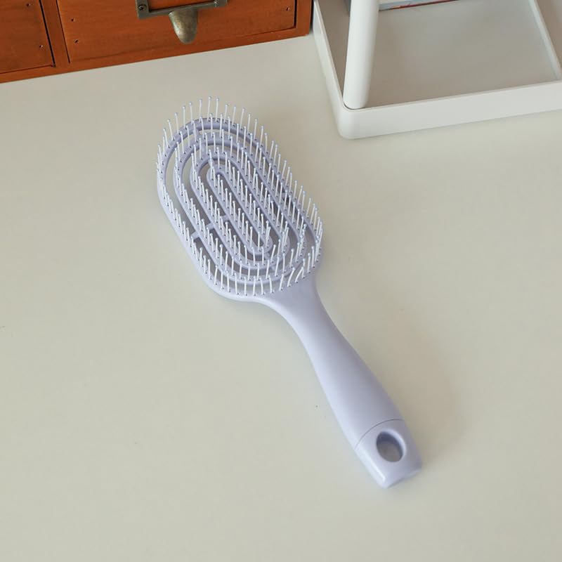 SNZ Cepillo Antitirones (con 3 Elásticos para el Pelo), Cepillo Desenredante Adecuado para Rizos y Pelo Largo para Mujeres, Hombres, Cepillo Desenredante sin Tirones, Cepillo Pelo, color morado claro