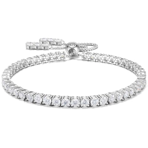 2.0-5.3-12.9carats Adjustable 925 Silver Moissanite Tennis Bracelet for Women Men Suitable for Gifts