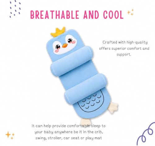 Image of Baby Hugging Pillow with Supersoft Fabric | 0-18 Months Newborn Pillow /Takiya /Cushion | Neck & Head Support for Babies (Sky-Blue2)