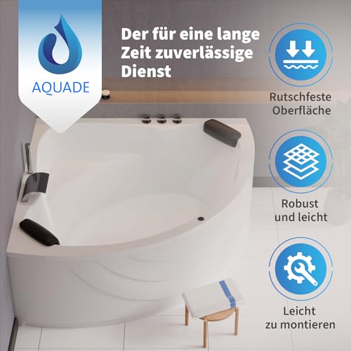 AQUADE Acryl Eckbadewanne 150x150 cm Modell: Koblenz/Kassel Badewanne Komplettset - Wählen Sie Ihre perfekte Wanne: Ab-Überlauf mit Zulauf, Wannenrandarmatur, Nackenkissen, LED – Bild 3