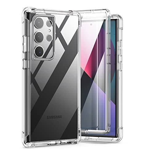 SURITCH Kompatibel mit Samsung S23 Ultra Hülle Schutzhülle 360° Stoßfest Transparent Front Und Rückenschutz Handyhülle T...