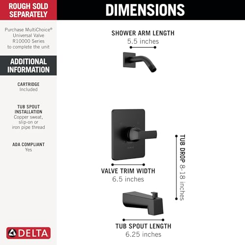 Delta Faucet robinet de baignoire et douche noir mat 14 Series