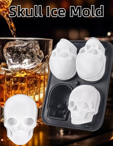 Molde para hielo de silicona calavera 4 cavidades negro miniatura 3