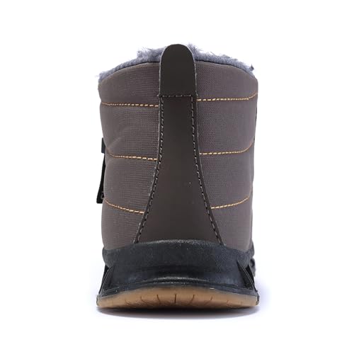 Image of Jakcuz Men Snow Boots Water Resistant Non-slip Winter Shoes with Fuzz Lined Warm High Top Boots for Men