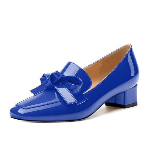 Image of Womens Loafer with Heel, Comfortable Chunky Heels for Women, Loafers Shoes with Bowknot Womens Bunion Dress Shoes