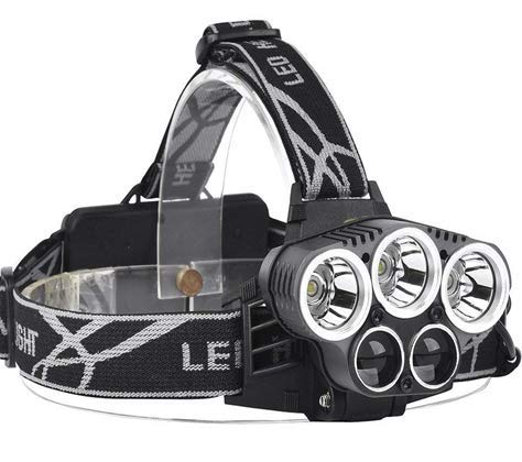 Lista 5 in 1 Small Black & Silver Battery HIGH Power Rechargeable 5 LED(S) HEADLAMP