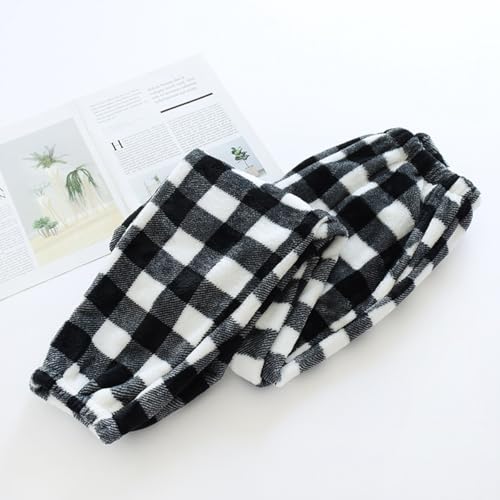 Image of codcm Womens Plaid Fluffy Pajama Pants Fuzzy Fleece Cozy Lounge Pants with Pockets Winter Warm Pj Bottoms