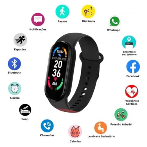 Relógio Inteligente Smartwatch Tela Full Touch Bateria Dura 7 Dias, Batimentos, Pressão Arterial, Ca