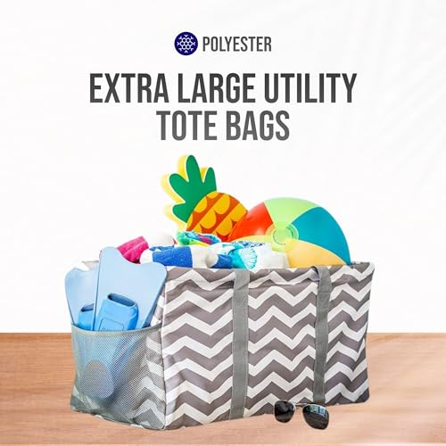 Image of Extra Large Utility Tote Bag - Oversized Collapsible Pool Beach Canvas Basket