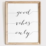 Good Vibes Only Art Print - Unframed - 11x14 | Inspirational Quote | Elegant and Inspirational Wall Decor | Vibrant Flower Design to Uplift Your Space | Modern Wall Decor | Farmhouse Wall Decor