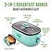 GreenLife 3-in-1 Breakfast Maker Station, Healthy Ceramic Nonstick Dual Griddles for Eggs Meat Sausage Bacon Pancakes and Breakfast Sandwiches, 2 Slice Toast Drawer, Easy-to-use Timer, Turquoise